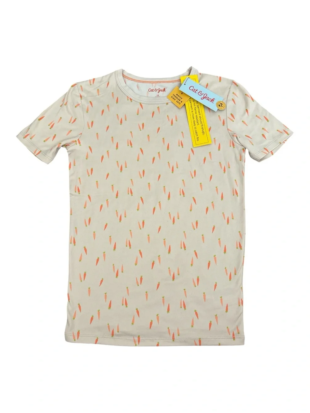 Cat & Jack Kids Size 12 Carrot Print Pajama Set 2pc NWT Short Sleeve
